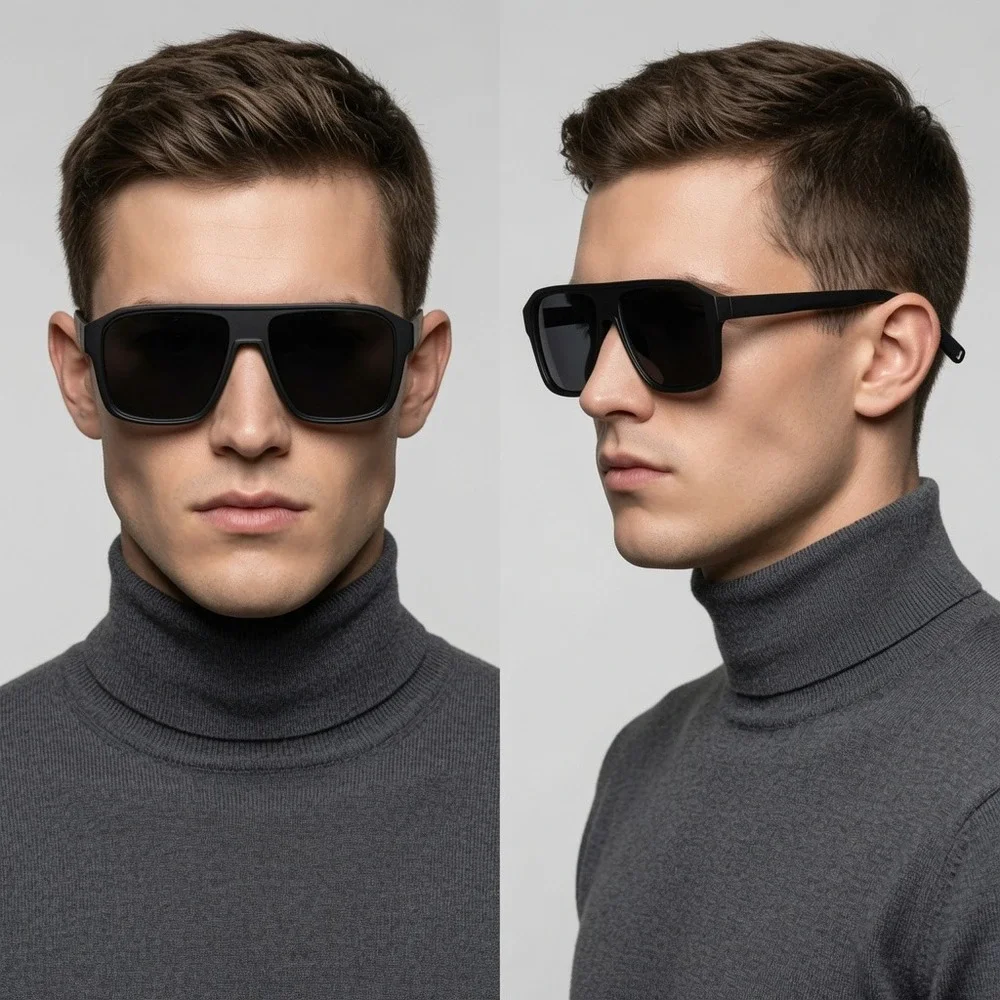 MEN Sunglasses Streetwear, Cyberpunk, Minimalist, Flat Top, Navigator Driving